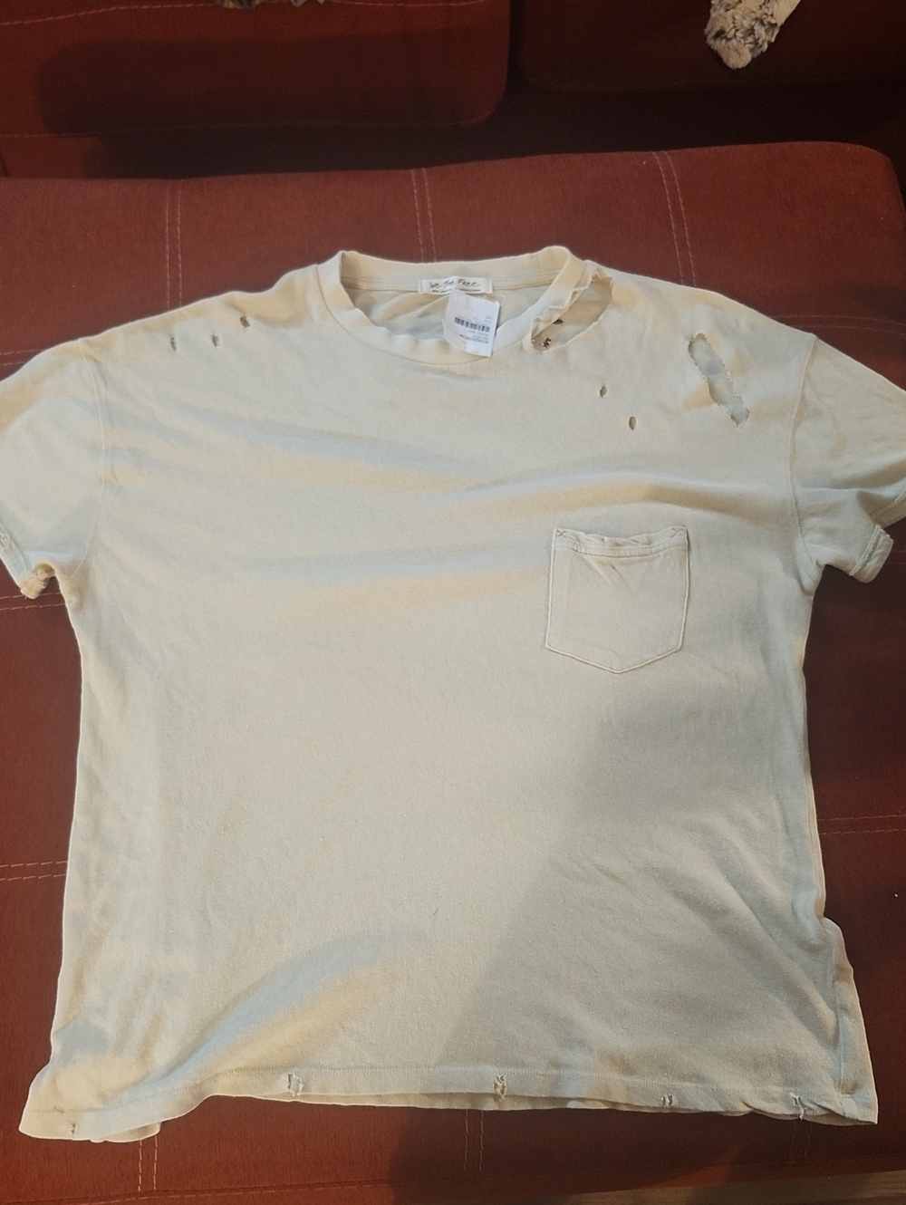 We The Free Men's Distressed Cream Short Sleeve Tee